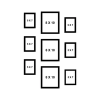 ABHINAVA ONLINE Abhinava Synthetic Wood Photo Frames for Wall & Table - Set of 9 - 8"x 10" & 5"x 7" , BLACK